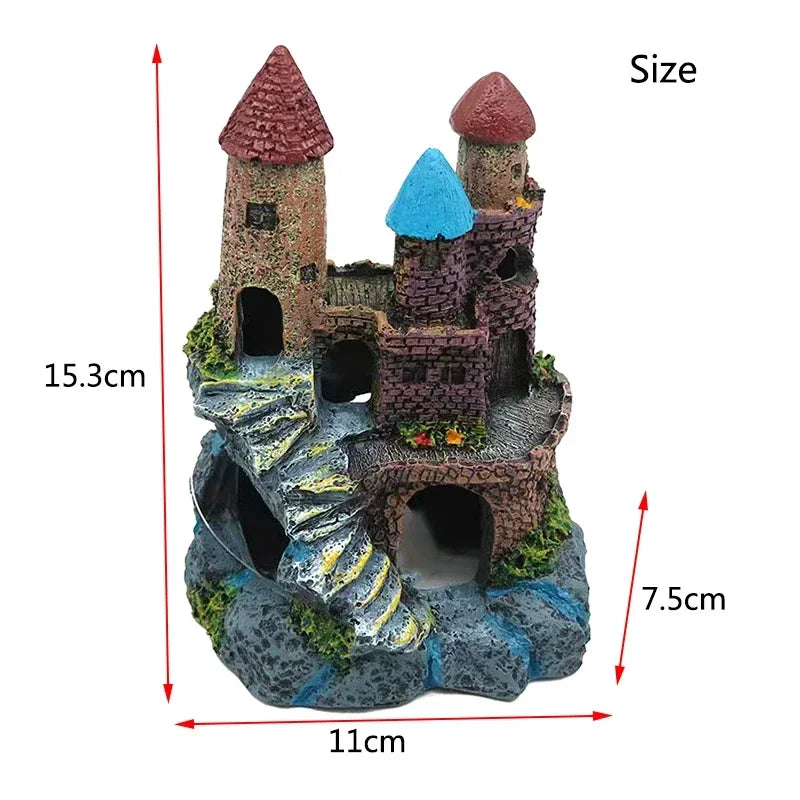Décoration Aquarium Château Antique en Résine – Grotte, Bâtiment, Ornement Aquascaping