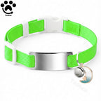 Collier Chat Élastique Personnalisé – Gravure Gratuite, Plaque ID, Clochette & Breloque Lune Anti-Fugue