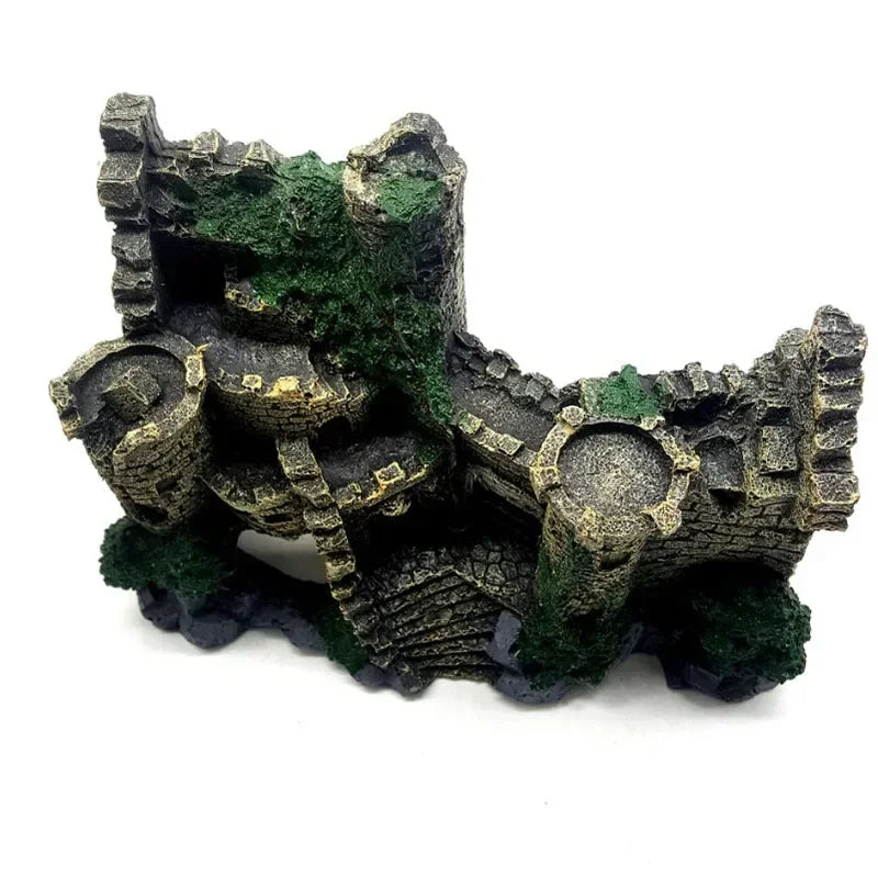 Décoration Aquarium Château Antique en Résine – Grotte, Bâtiment, Ornement Aquascaping