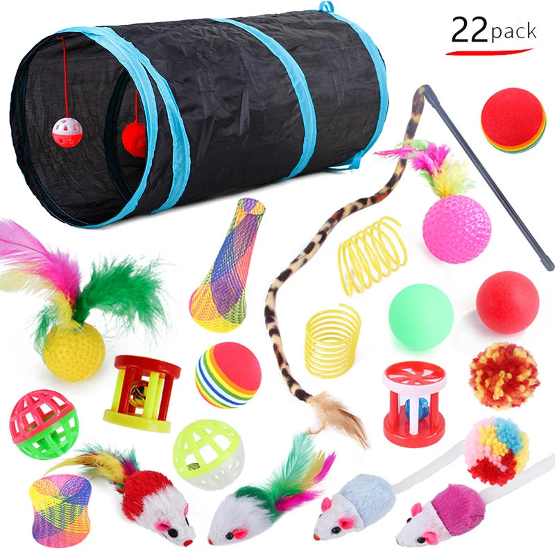 Jouets pour Chats – Tunnel de Jeu, Balles, Souris et Poisson Simulation