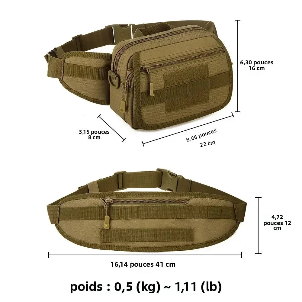 Sac Banane Tactique Triple Usage – Ceinture, Bandoulière, Sac à Dos – Sport, Randonnée, Camping, Cyclisme