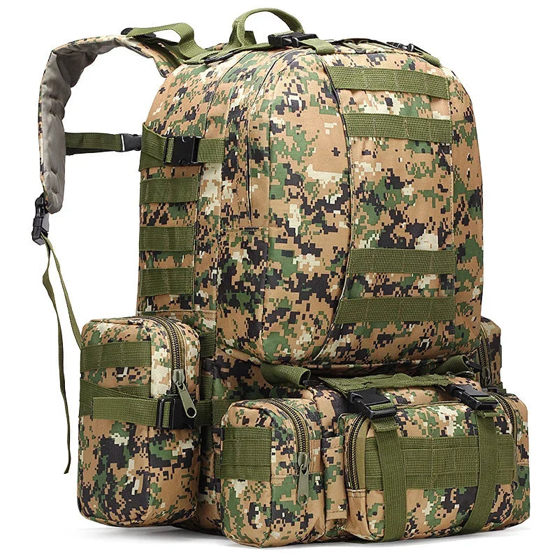 Sac à Dos Tactique 55L Molle – Nylon Haute Capacité pour Camping, Randonnée, Chasse et Voyage