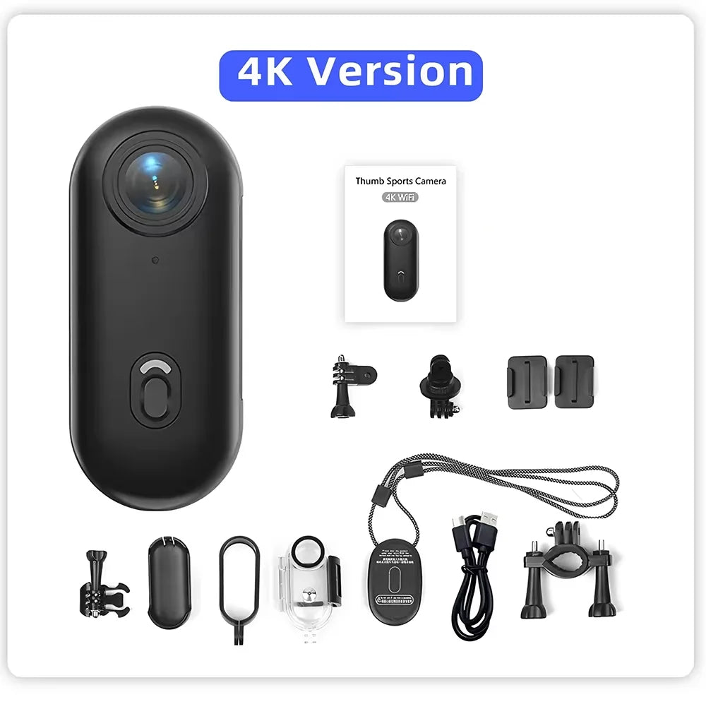Mini Caméra d'Action 4K Pocket Magnétique – WiFi Sans Fil, Étanche, Enregistreur Corporel POV pour Casque et Vélo