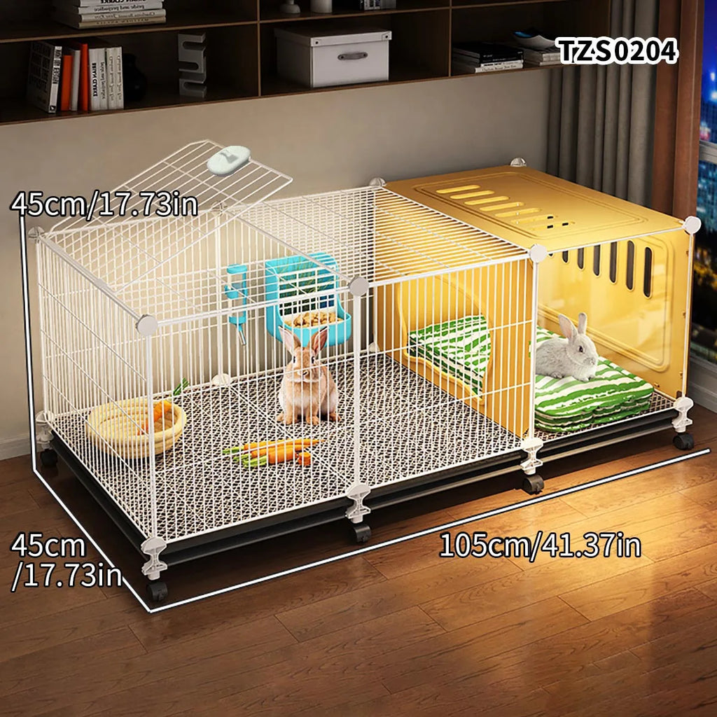 Cage pour Lapin à Usage Domestique – Grande Cage Intérieure avec Bac de Nettoyage pour Cochons d'Inde