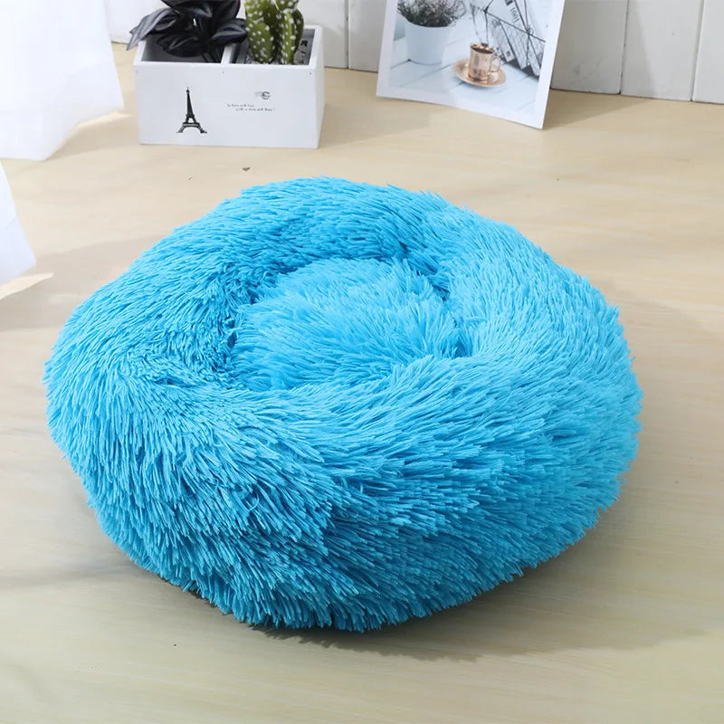 Corbeille Ronde en Peluche Longue pour Chat et Chien – Coussin Sofa Chaud, Idéal pour l'Hiver