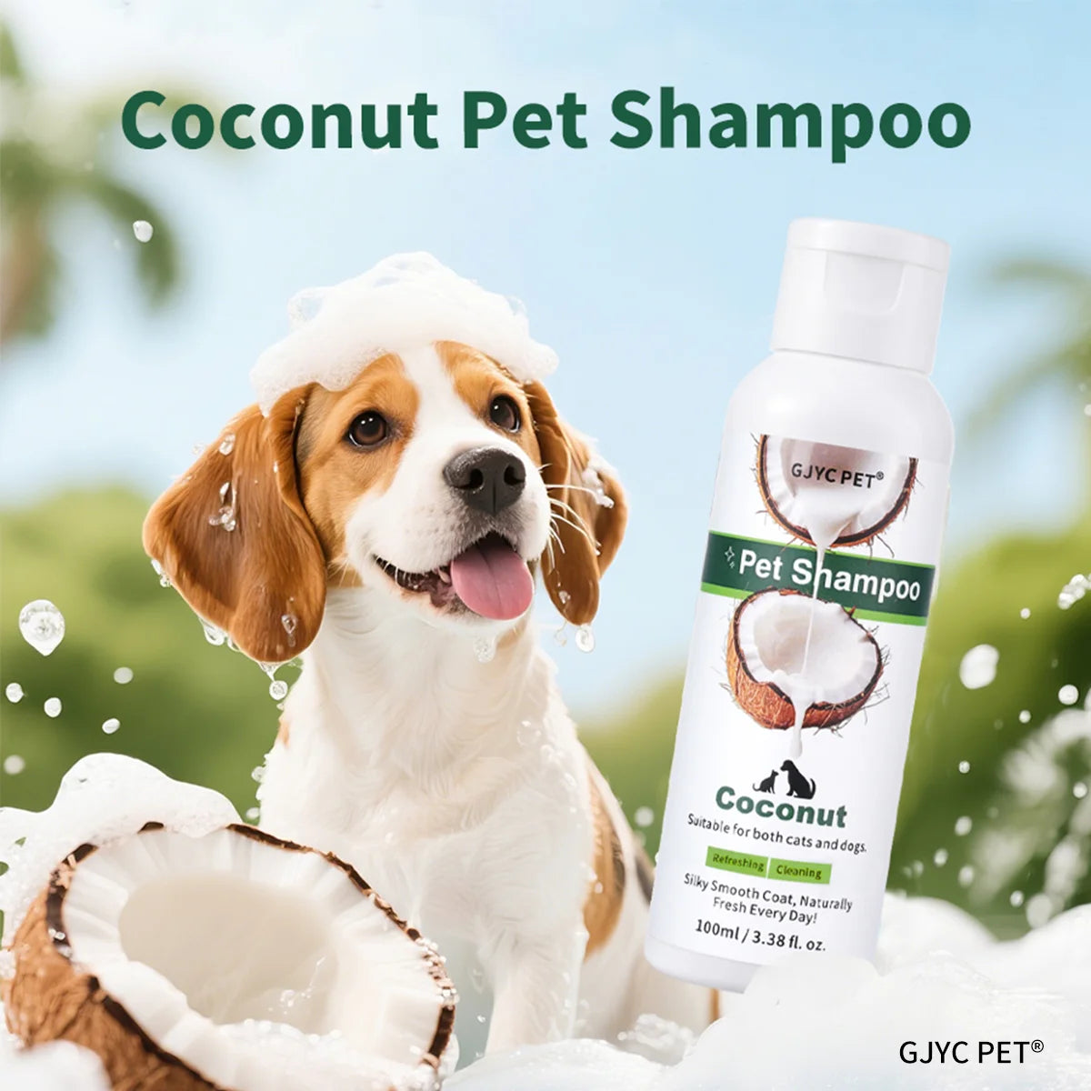 Shampooing à la Noix de Coco pour Animaux – Nettoyage Profond, Déodorant, Doux & Sûr pour Chiens et Chats