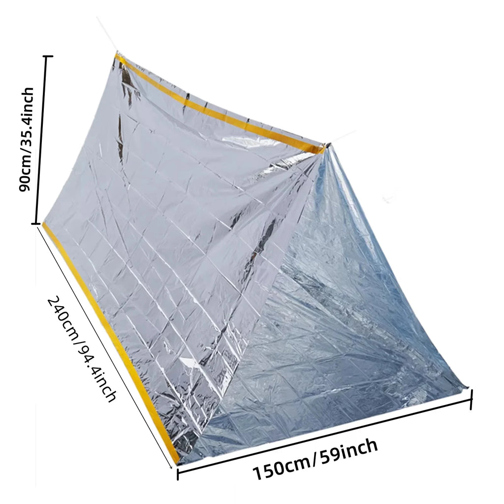 Kit de Survie Isotherme Outdoor – Couvertures d'Urgence (5 pcs), Sac de Couchage, Tente & Poncho de Survie