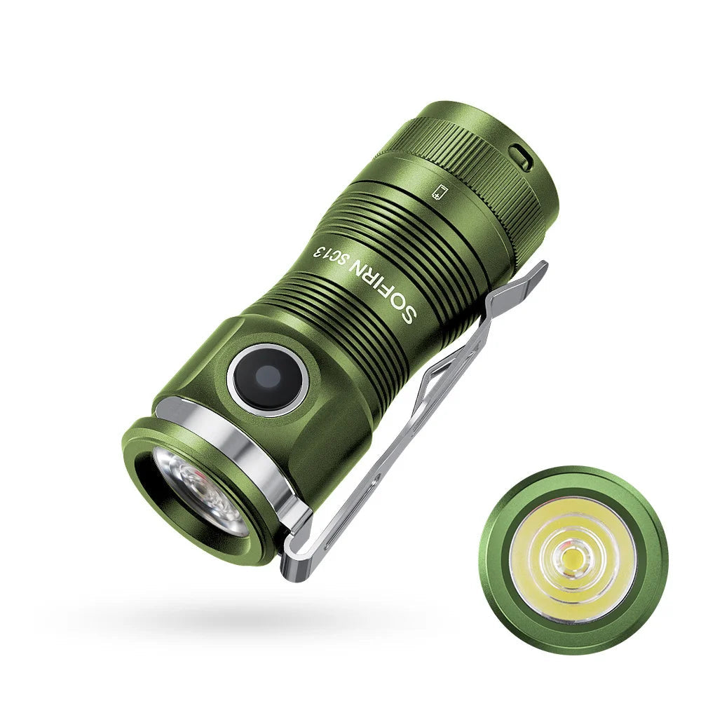 Mini Lampe de Poche Puissante LED 1100lm, Batterie 18350 Rechargeable avec Aimant