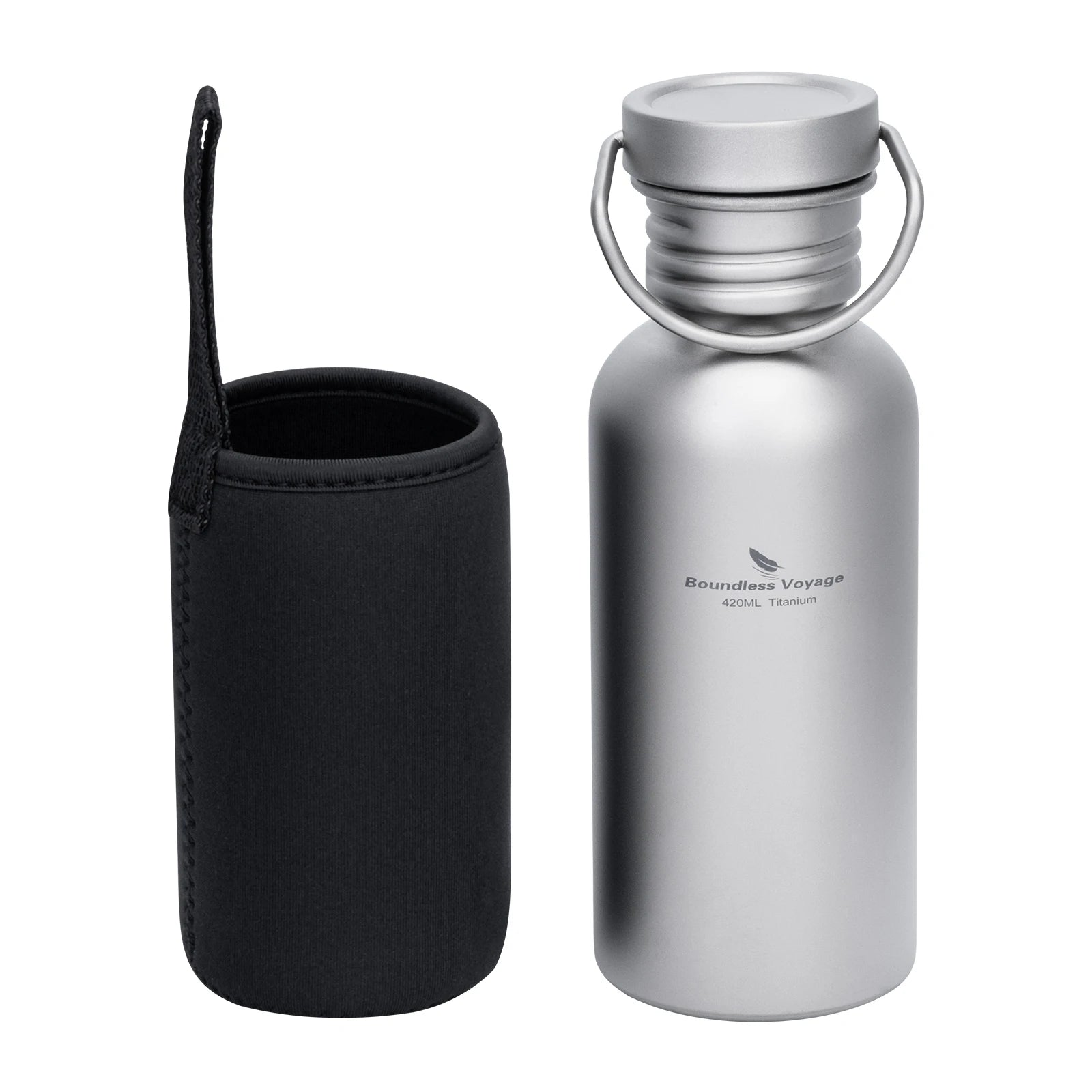 Gourde en Titane – Large Goulot, Réutilisable, Sport & Outdoor – Camping, Randonnée, Escalade, Running