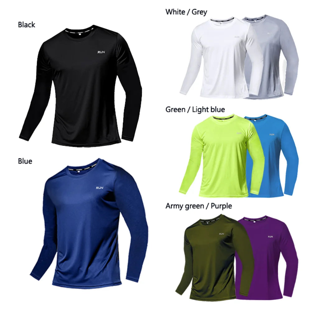 T-shirt de sport à manches longues en soie glacée pour homme