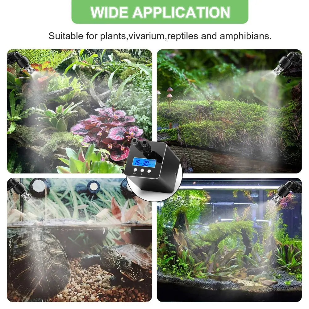 Humidificateur pour Reptiles – Système de Brumisation Automatique avec Minuterie et Buses Rotatives 360° pour Terrarium