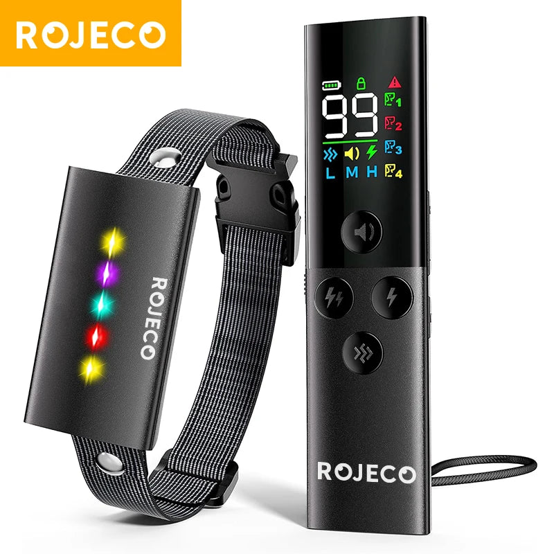 ROJECO Collier de Dressage pour Chien avec Télécommande 500m – IP67 Imperméable, Collier Électrique Anti-Aboiement