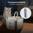 Fontaine à Eau Automatique 2,2L pour Chat – Inox, Pompe Silencieuse, Filtration, Fenêtre Visuelle