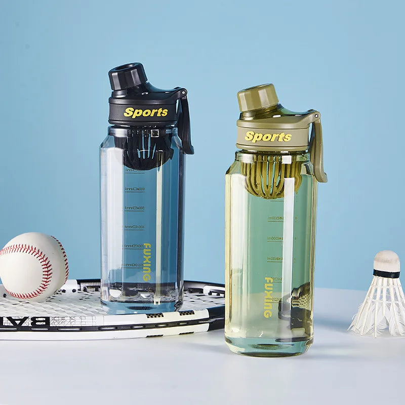Gourde de Sport Fashion avec Graduation – Grande Capacité, Étanche, Plastique Transparent – 750ml / 1L