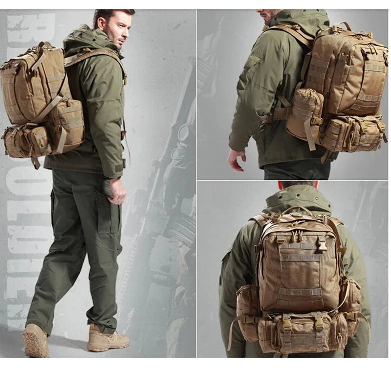 Sac à Dos Tactique 55L Molle – Nylon Haute Capacité pour Camping, Randonnée, Chasse et Voyage