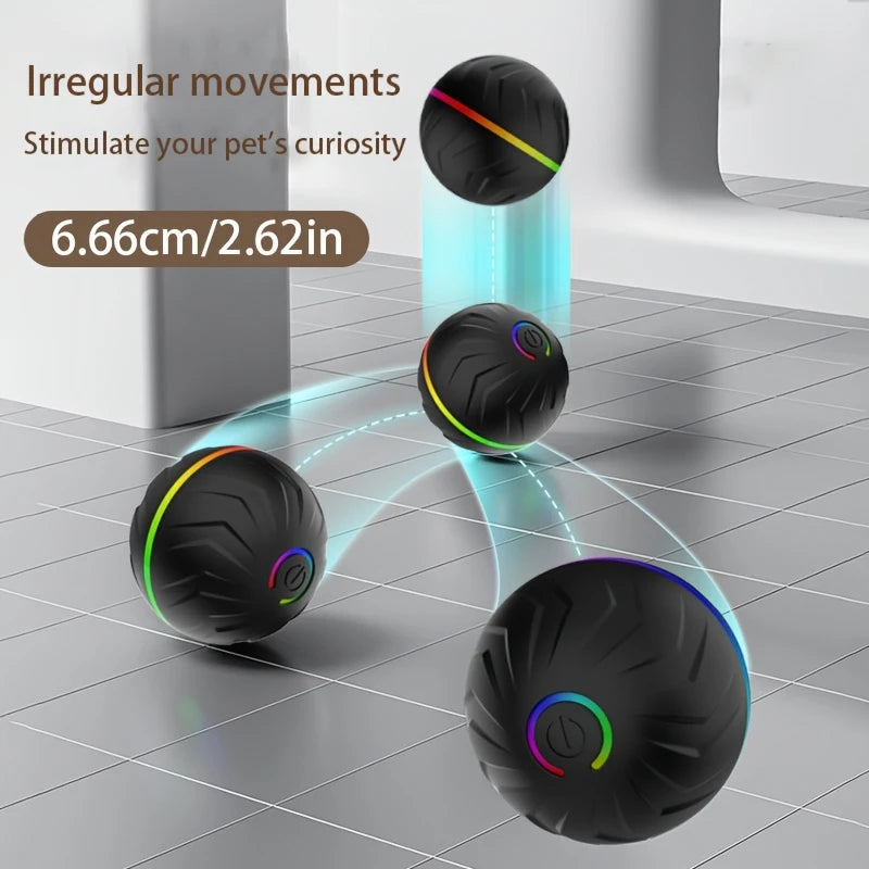 Balle Interactive Intelligente pour Chien – Roulement & Rebond Aléatoire, Lumières Colorées, Rechargeable USB – 4h d'Autonomie