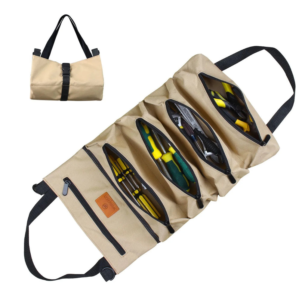 Trousse à Outils Enroulable Robuste – Pochette Multifonction Clés, Rangement Suspendu avec Fermeture Éclair
