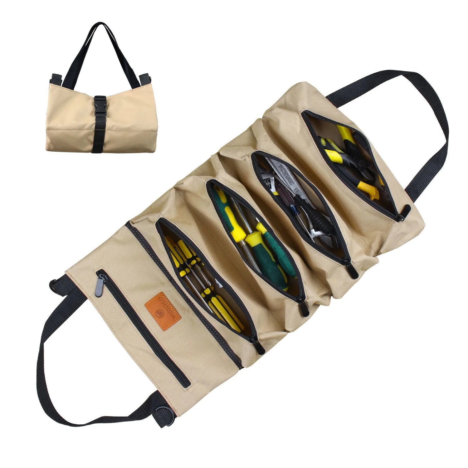Trousse à Outils Enroulable Robuste – Pochette Multifonction Clés, Rangement Suspendu avec Fermeture Éclair