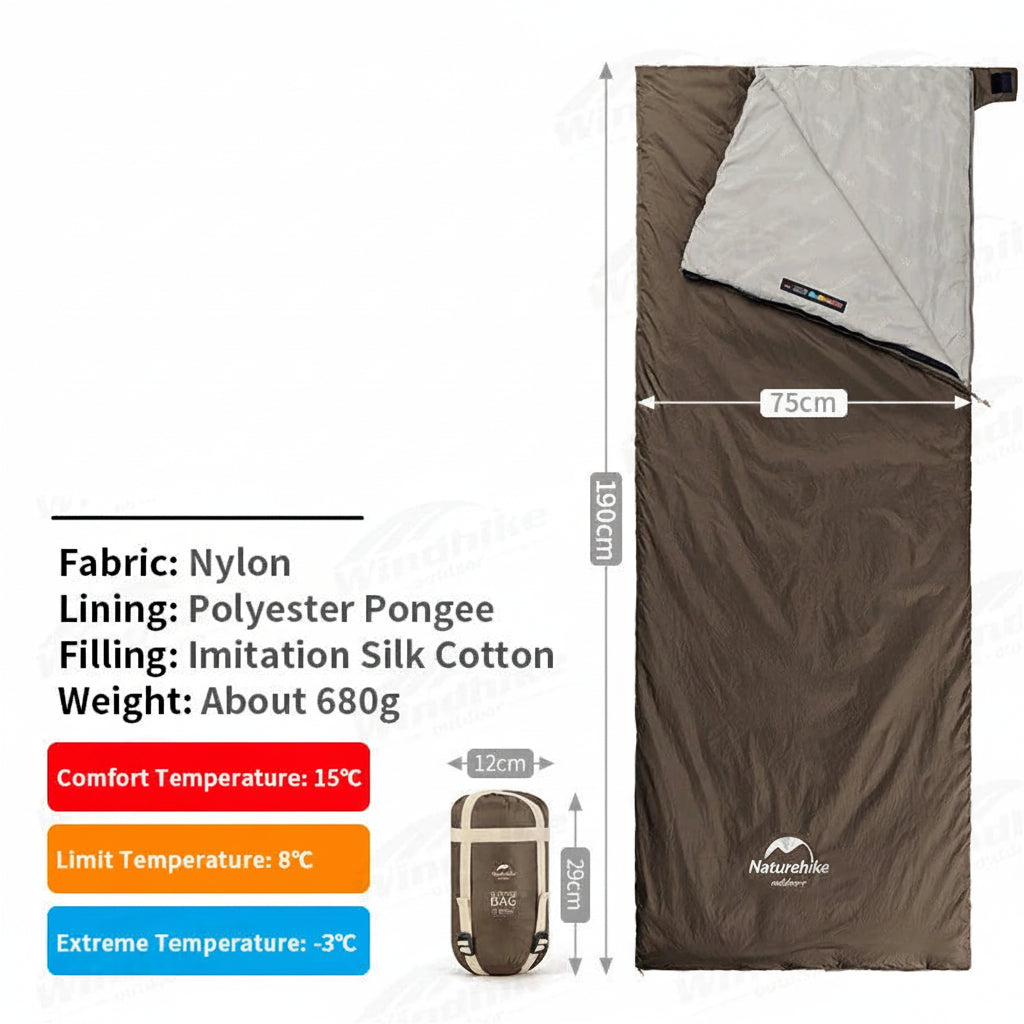 Sac de Couchage Ultra-léger Printemps Été en Coton – Camping, Randonnée, Imperméable, Simple ou Double