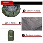 Sac de Couchage Compact Ultra-léger Enveloppe 3 Saisons avec Sac de Compression – Camping, Randonnée, Voyage