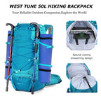WESTTUNE Sac à Dos Randonnée 50L avec Couvre-Pluie – Multifonction, Alpinisme & Trekking