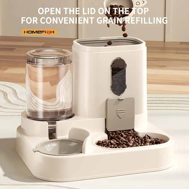 Distributeur 2-en-1 Nourriture et Eau pour Chat – Automatique, Design Mignon