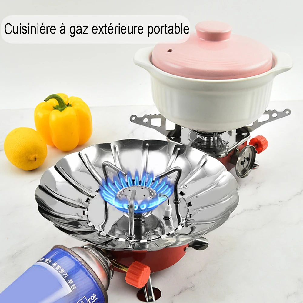 Réchaud à Gaz Camping – Brûleur Portable Ultraléger Coupe-Vent 2800W pour Randonnée et Cuisine en Plein Air