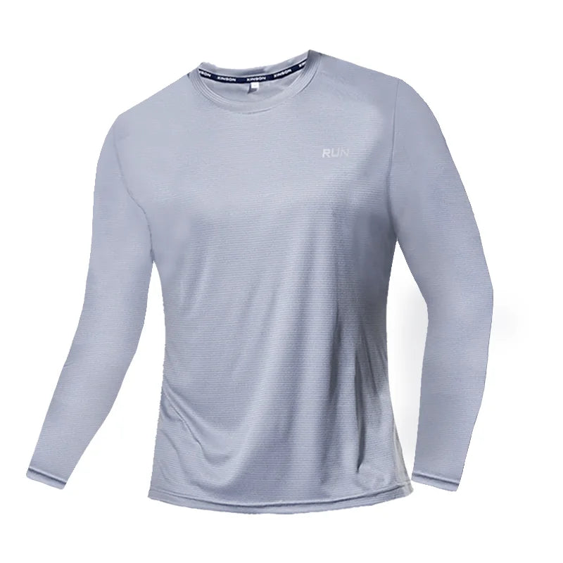 T-shirt de sport à manches longues en soie glacée pour homme