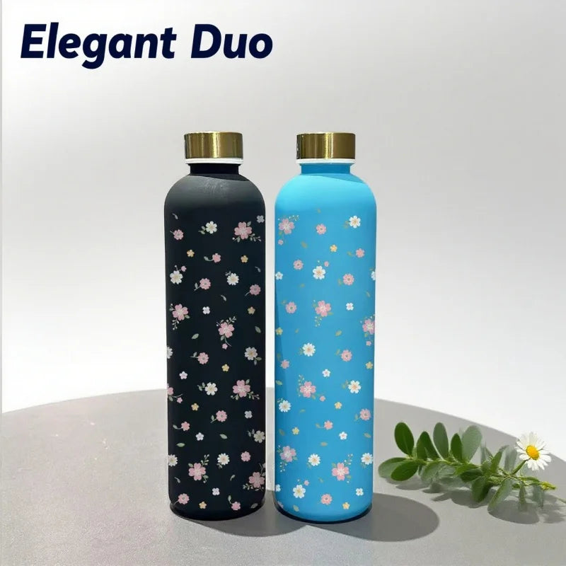 Gourde de Sport 1L Impression 3D – Motif Floral, Grande Capacité, Étanche – Idéale Gym, Camping, Plein Air