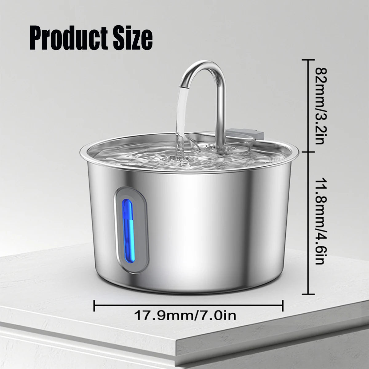 Fontaine à Eau en Acier Inoxydable pour Chat et Chien – 2,2L / 75oz, Distributeur Automatique, Système de Filtration