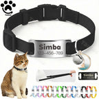 Collier Chat Élastique Personnalisé – Gravure Gratuite, Plaque ID, Clochette & Breloque Lune Anti-Fugue