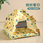 Tente Lit pour Chat Semi-Fermée Amovible – Panier Canapé Canvas, Maison Grotte pour Chat & Chien, Déco Chambre