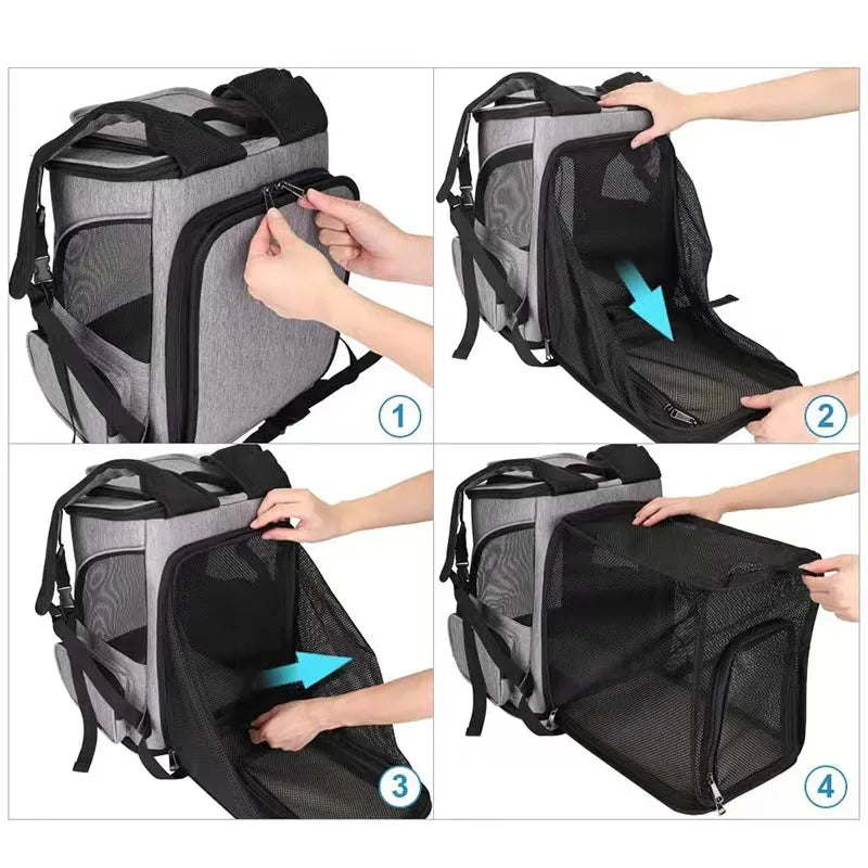 Sac à Dos de Transport Respirant pour Chat et Chien – Pliable, Grande Capacité, Idéal pour Voyager
