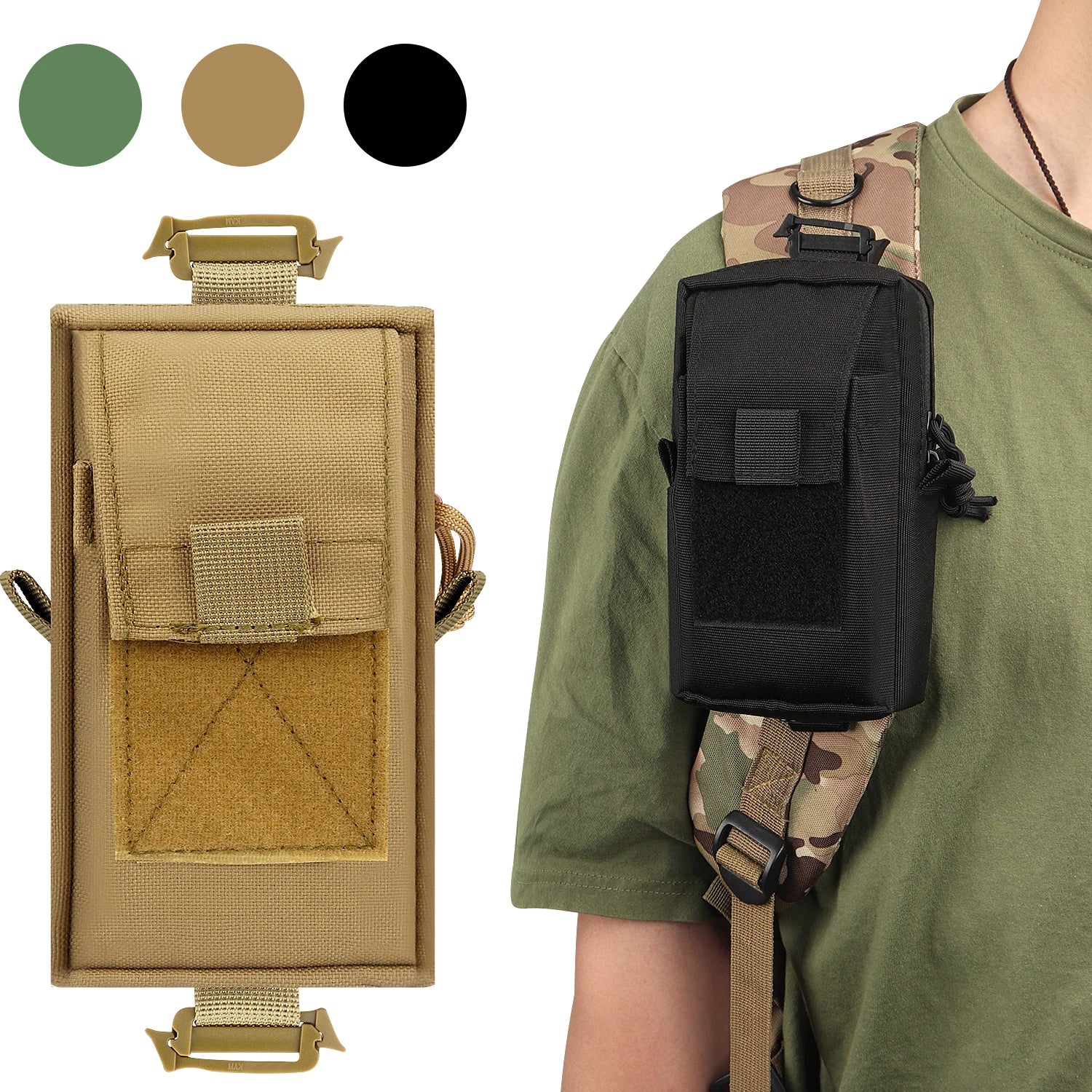 Kosibate Pochette Tactique Molle – Étui Téléphone EDC, Sac Bandoulière Sport Escalade & Chasse