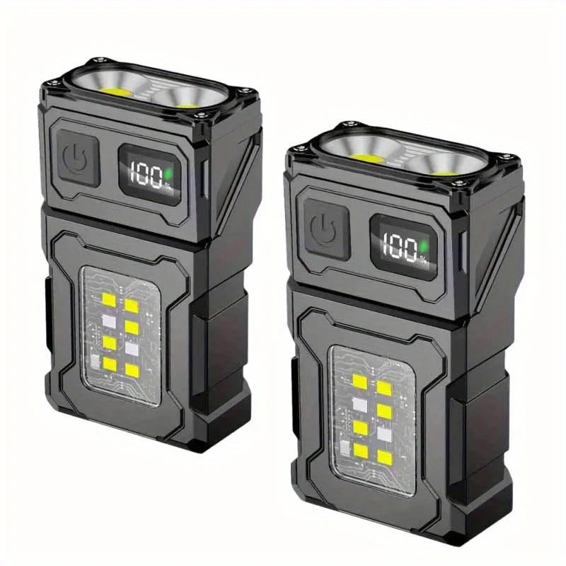Lampe de Poche COB LED Rechargeable 8 Modes – Rotation 180°, Mini EDC Imperméable IPX45, Idéale Réparation Auto et Urgences