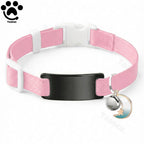 Collier Chat Élastique Personnalisé – Gravure Gratuite, Plaque ID, Clochette & Breloque Lune Anti-Fugue