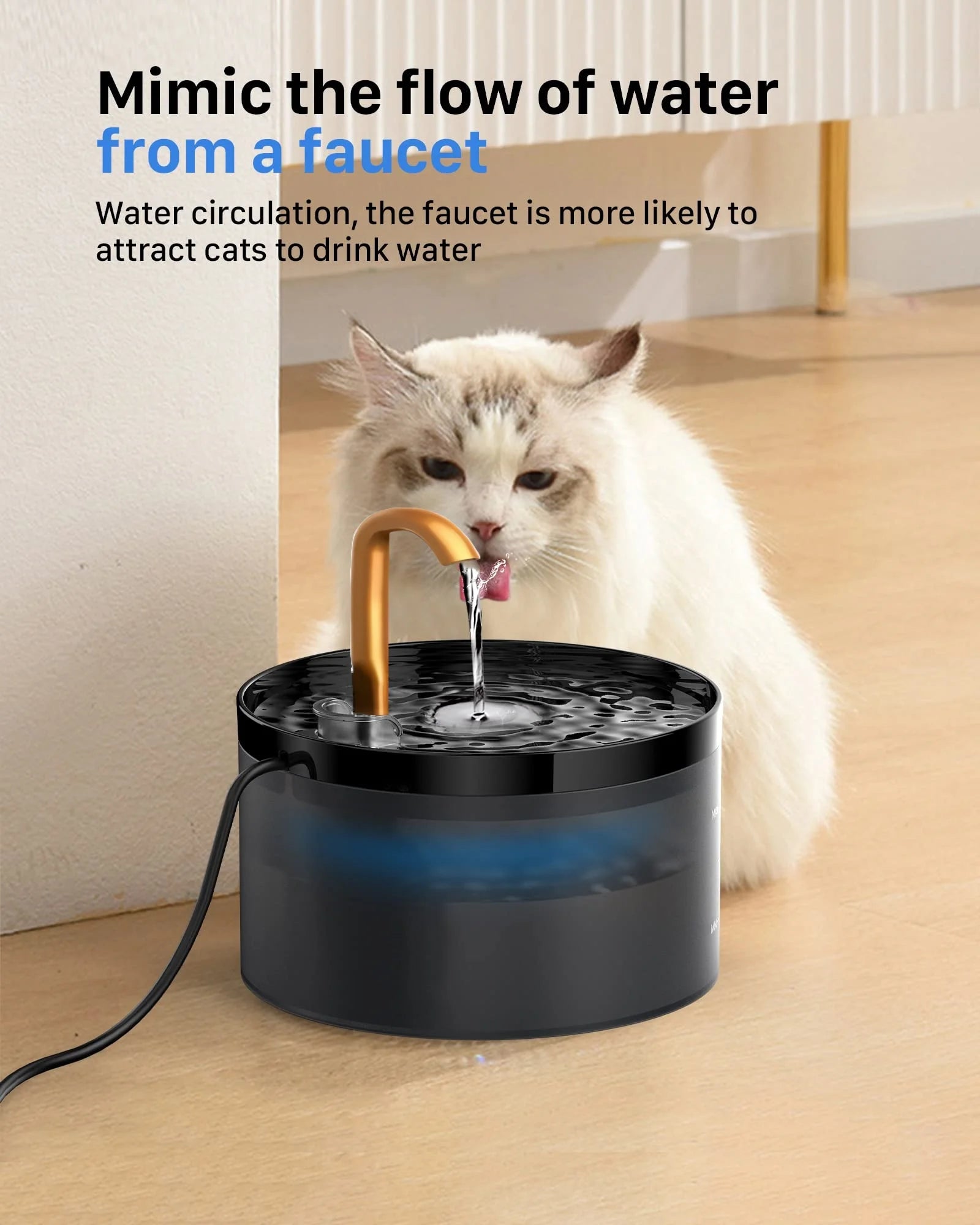 Fontaine à Eau pour Chat et Chien – Filtration Triple, Capteur Automatique, 2,1L