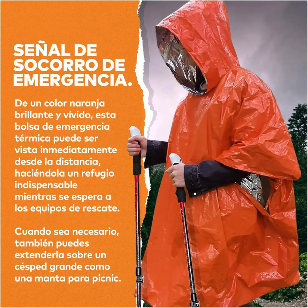 Kit de Survie Isotherme Outdoor – Couvertures d'Urgence (5 pcs), Sac de Couchage, Tente & Poncho de Survie