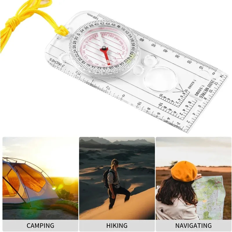 Règle Boussole Militaire Multifonction – Orientation, Carte, Survie – Randonnée, Camping, Chasse