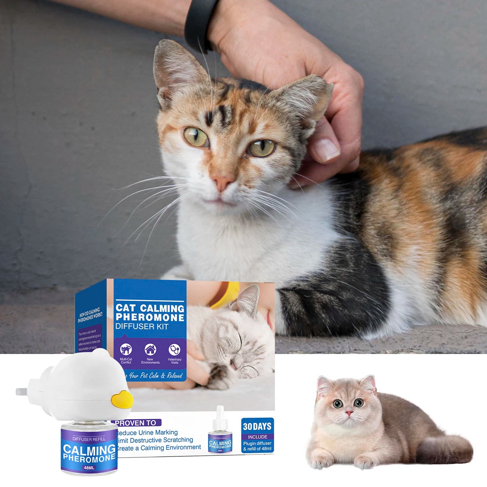 Diffuseur Apaisant pour Chat – Longue Durée, Sûr pour Tous les Âges, Réduit l'Anxiété