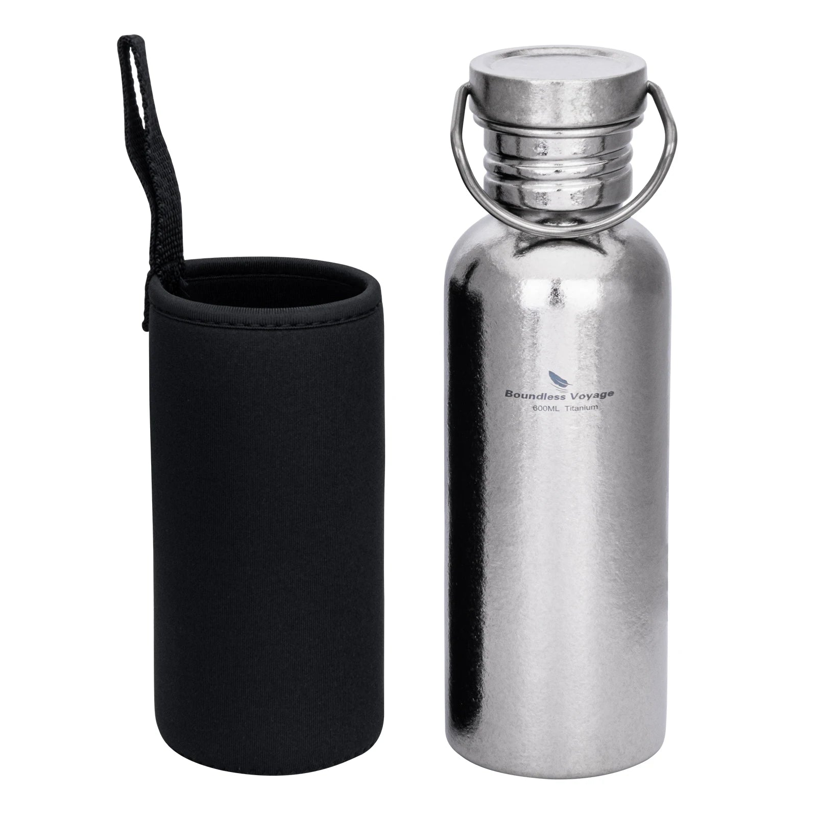 Gourde en Titane – Large Goulot, Réutilisable, Sport & Outdoor – Camping, Randonnée, Escalade, Running