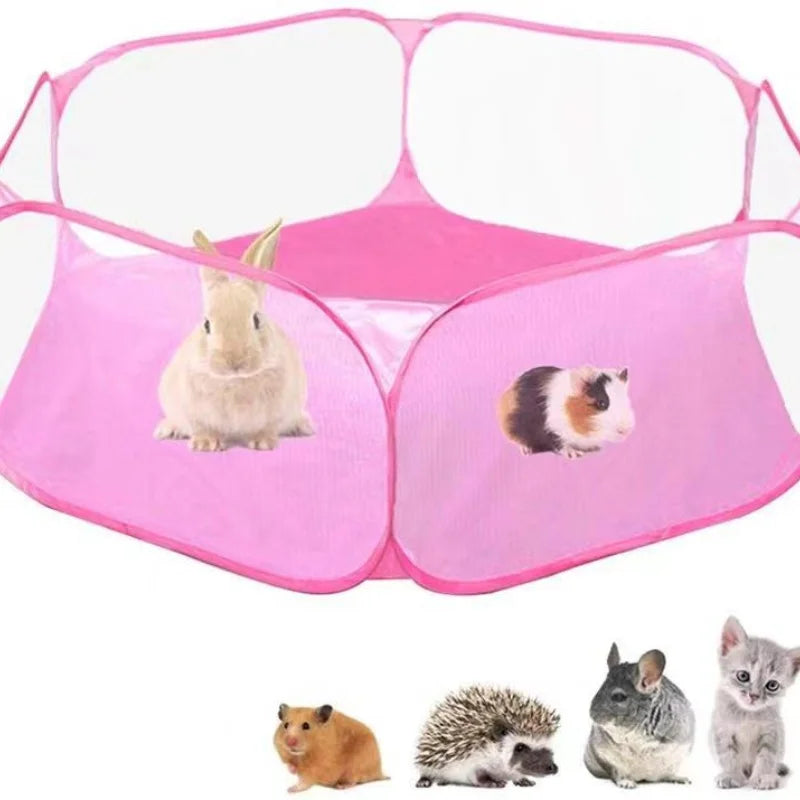 Cage Portable Transparente pour Petits Animaux – Tente Pliable pour Chien, Hamster, Lapin et Cochon d'Inde