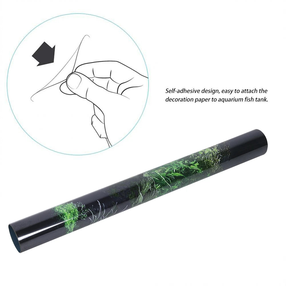 Sticker Fond d'Aquarium PVC – Décor Fond Marin, Herbes Aquatiques, Peinture Sous-Marine pour Bac à Poissons