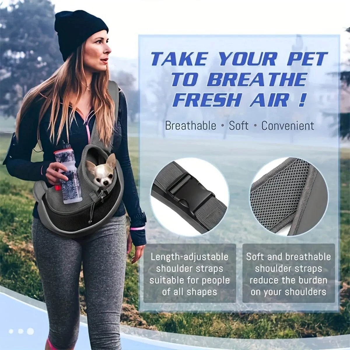 Sac Bandoulière Respirant en Maille pour Chat et Chien – Transport Portable, Style Fashion