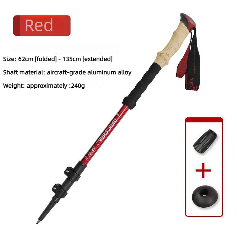 Bâton de Randonnée Télescopique Ultra-Léger 135 cm – Aluminium, Anti-Choc, Alpinisme & Trekking
