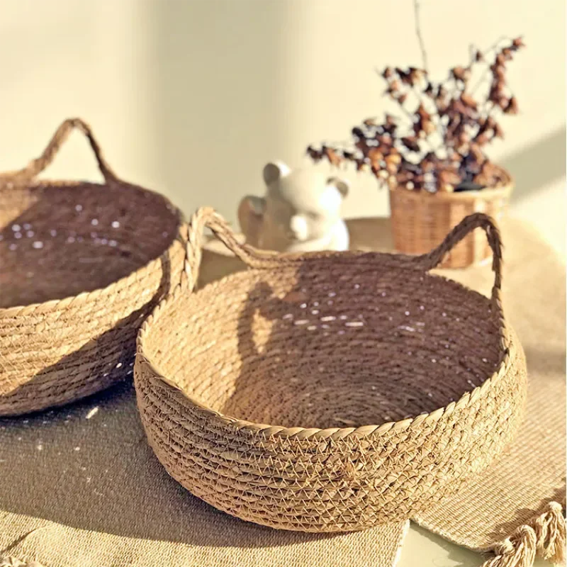 Corbeille pour Chat Tressée à la Main en Osier – Coussin Amovible et Lavable, Toutes Saisons, Accessoires Animaux