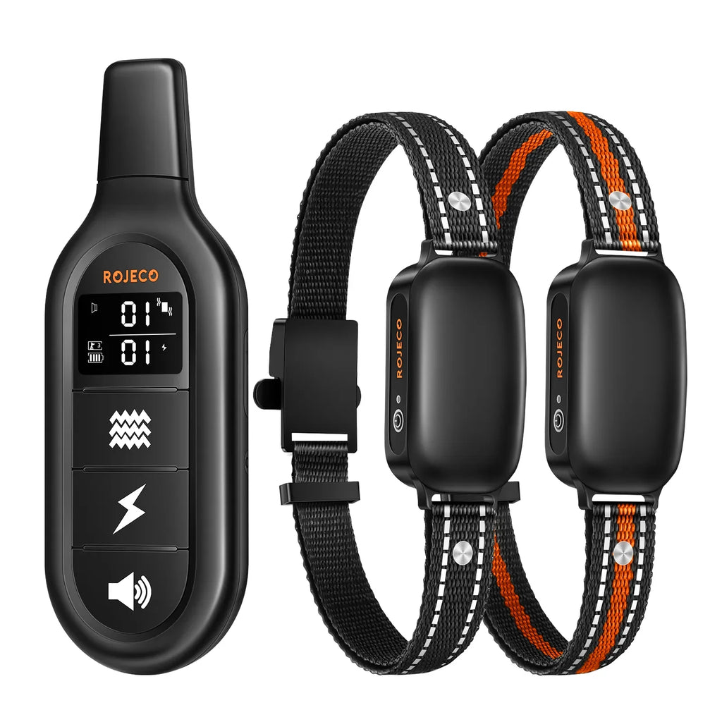 ROJECO Collier de Dressage Électrique Digital pour Chien – Rechargeable, Télécommande, IPX7 Étanche, Anti-Aboiement