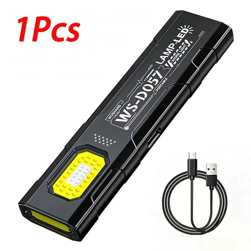 Lampe de Poche COB LED Rechargeable 8 Modes – Rotation 180°, Mini EDC Imperméable IPX45, Idéale Réparation Auto et Urgences