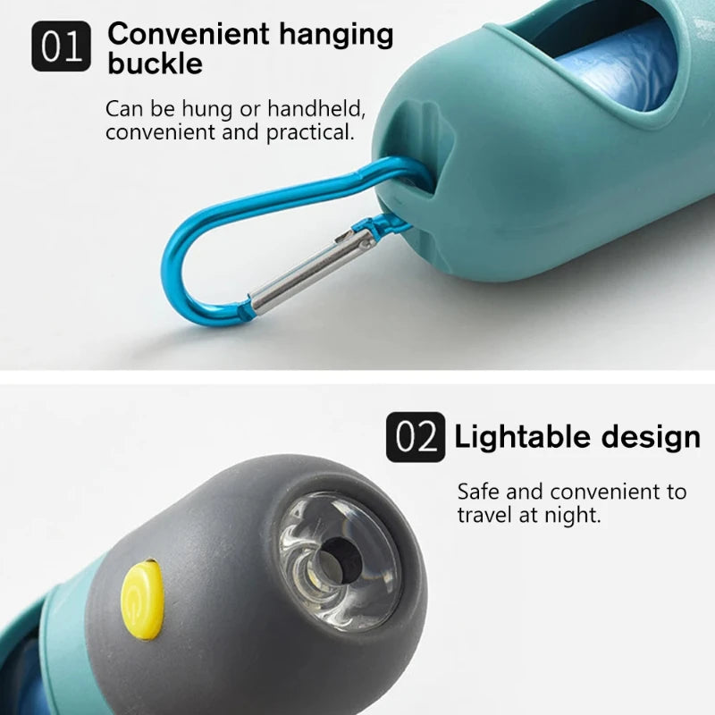Distributeur de Sacs à Déjections avec Lumière LED – Sacs Biodégradables, Portable, Accessoire Chien & Chat