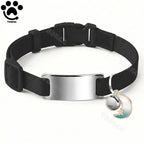 Collier Chat Élastique Personnalisé – Gravure Gratuite, Plaque ID, Clochette & Breloque Lune Anti-Fugue
